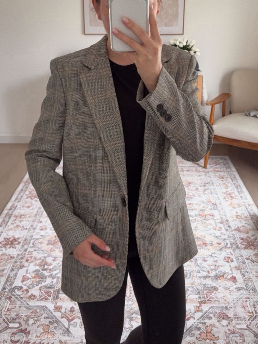 Babaton Charcoal Checkered Blazer